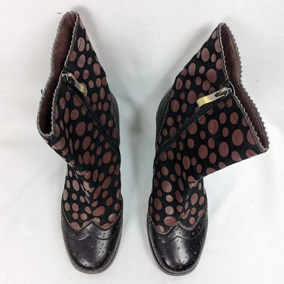 L'Artiste Spring Step Wing-Tip POLKA DOT Boots sz. 36/ 5.5-6 PERIGNON Leather - Picture 4 of 16